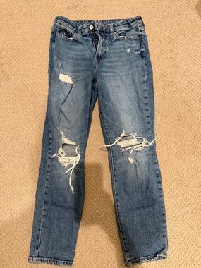 Women’s high rise old navy OG straight distressed jeans